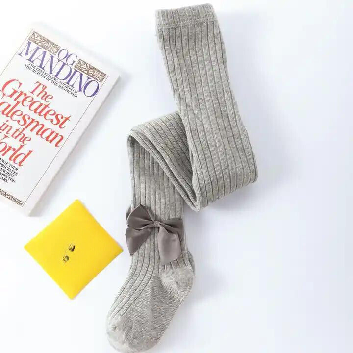 Grey Ribbon Bow Princess Stockings: Elevate Elegance with Every Step!