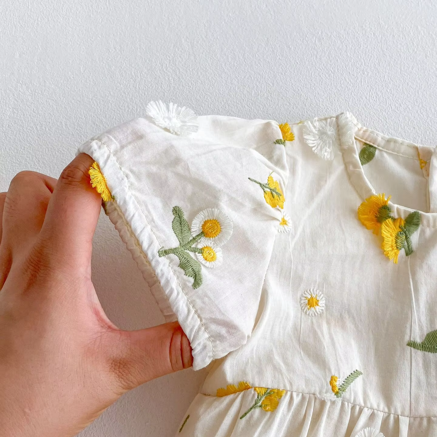 Fine Cotton Floral Embroidered Baby Romper