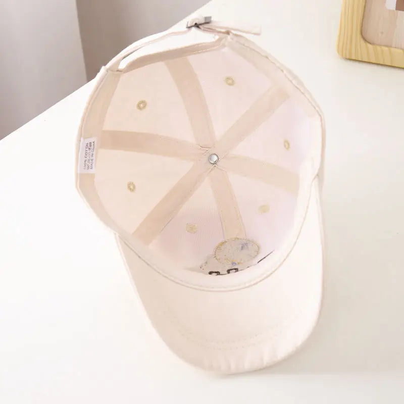 Teddy Bear Embroidered Kids Baseball Cap - Breathable Cotton Sun Protection