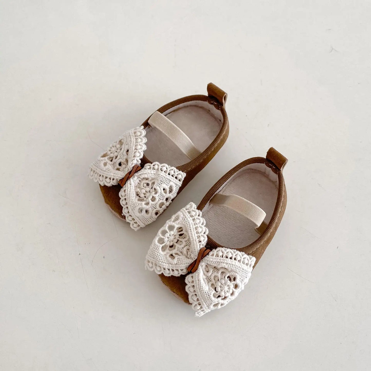 Girls Shoes with Lace Bow – Soft, Non-Slip & Cute