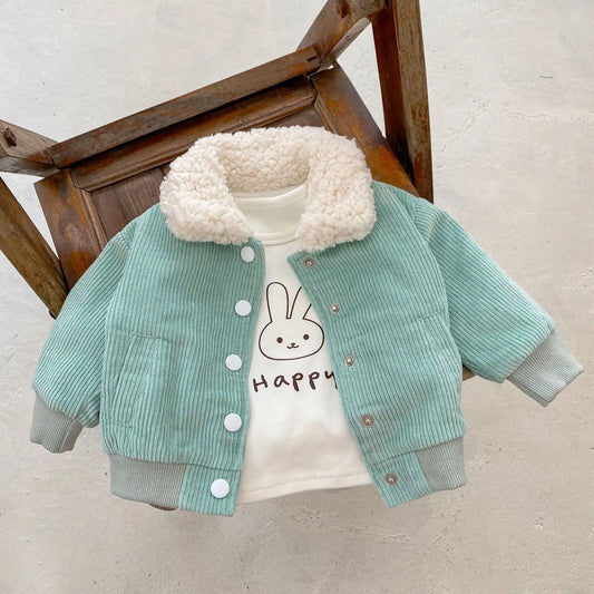 Cozy Toddler Plush Jacket with Fur Collar