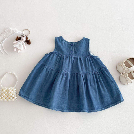 Bow Magic Sleeveless Denim Dress