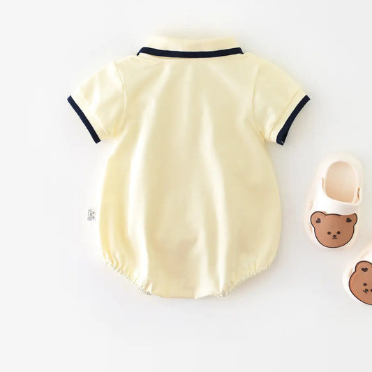 Adorable Collared Bear Romper for Baby Boys
