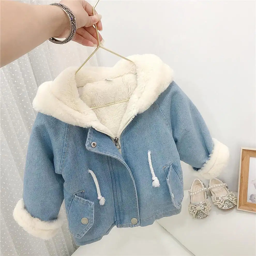 Winter Denim Jacket with Rabbit Ear Hood – Very Warm & Windproof