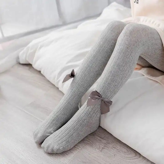 Grey Ribbon Bow Princess Stockings: Elevate Elegance with Every Step!