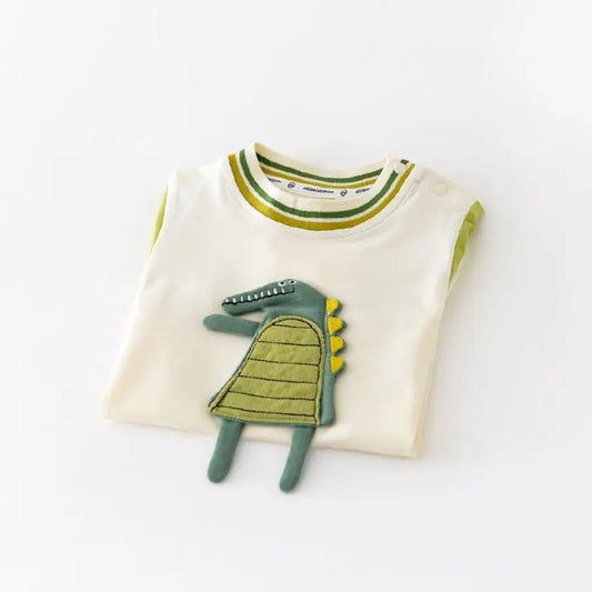 Summer Crocodile Romper: Cotton Infant Short Sleeve