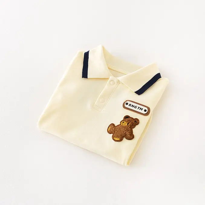 Adorable Collared Bear Romper for Baby Boys