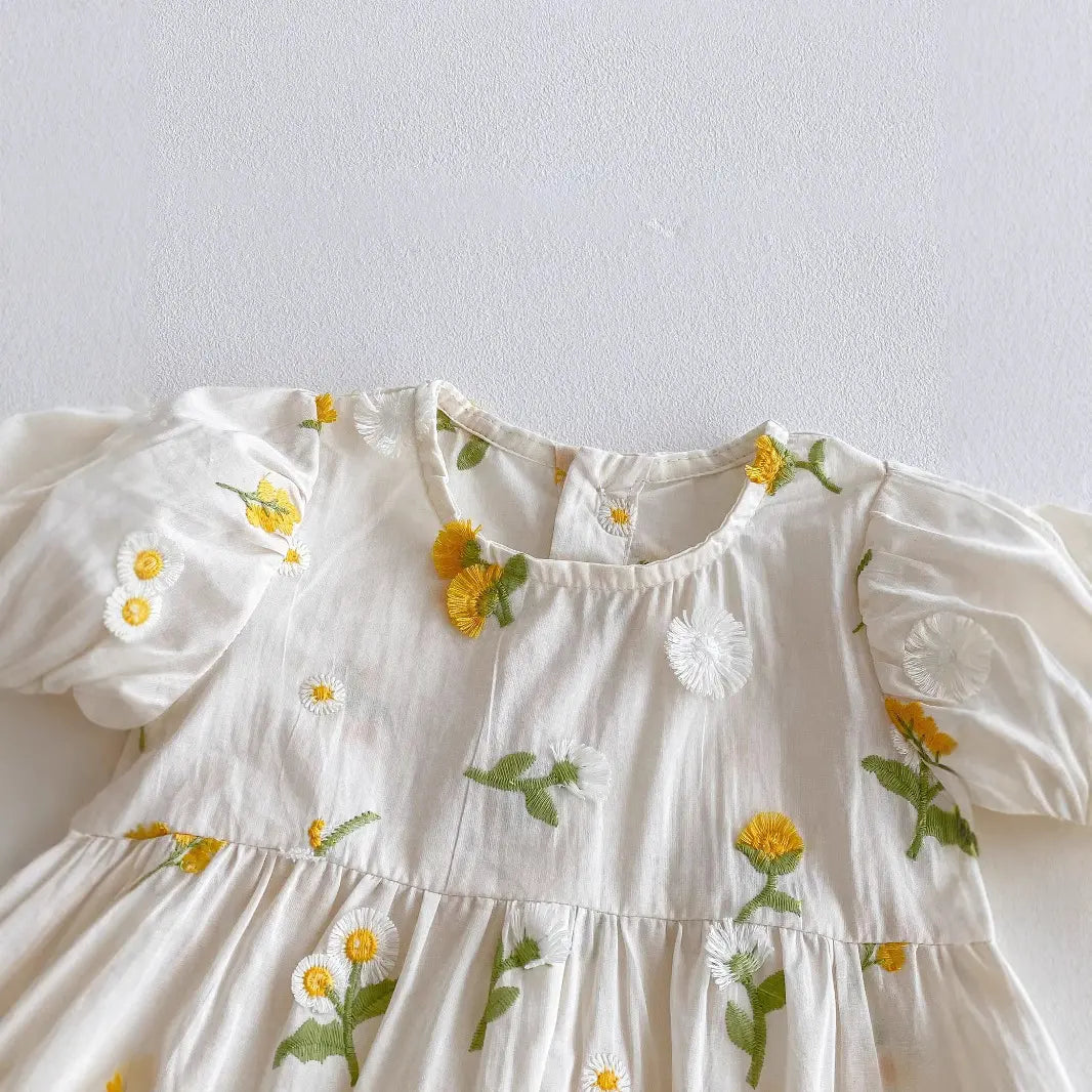Fine Cotton Floral Embroidered Baby Romper