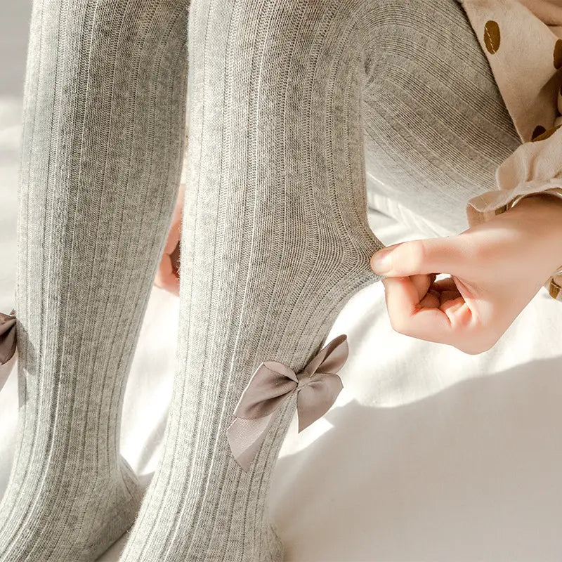 Grey Ribbon Bow Princess Stockings: Elevate Elegance with Every Step!