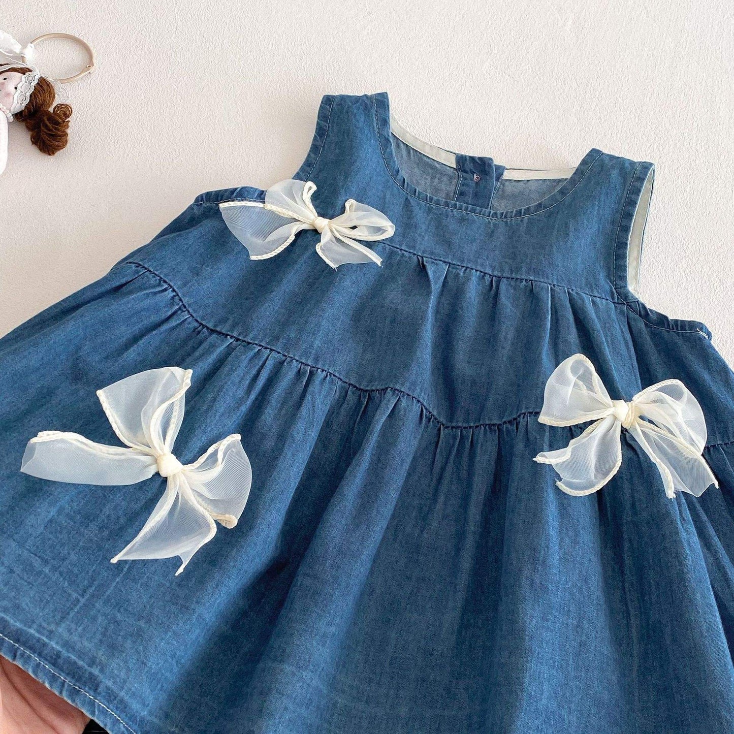 Bow Magic Sleeveless Denim Dress