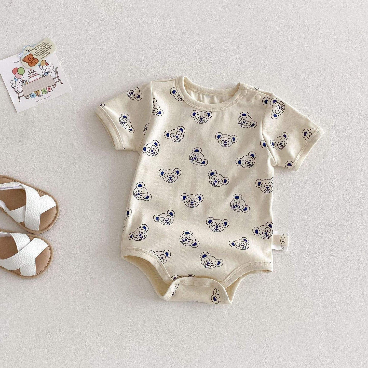 2-Piece Boys Cartoon Romper & Dungaree Set