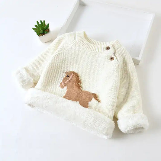 Cozy Bliss for Your Little Ones: Super Warm Baby Sweater- White