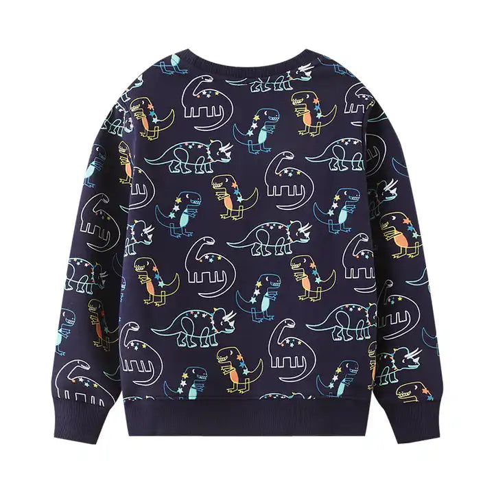 Trendy and Colorful Navy Blue Spring Autumn Printed Sweatshirt