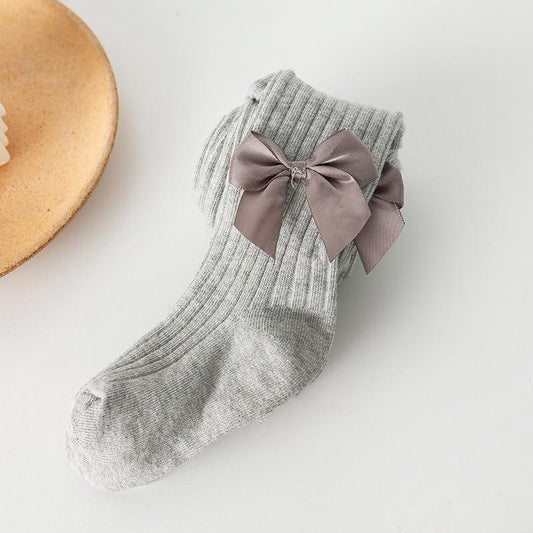 Grey Ribbon Bow Princess Stockings: Elevate Elegance with Every Step!