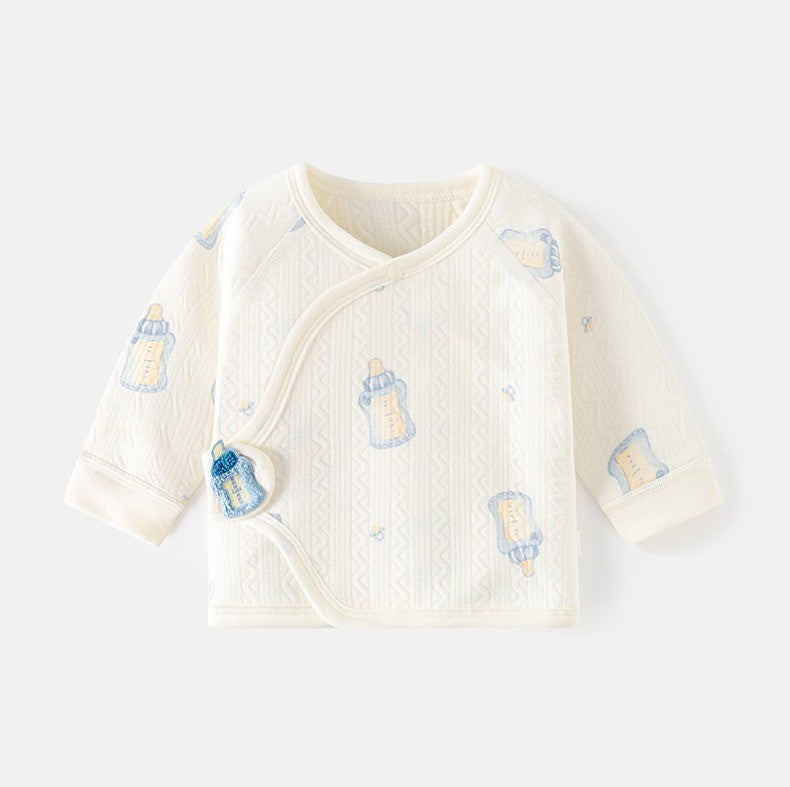Luxurious Cotton Jacquard Pullover for Infants - Milk Bottle