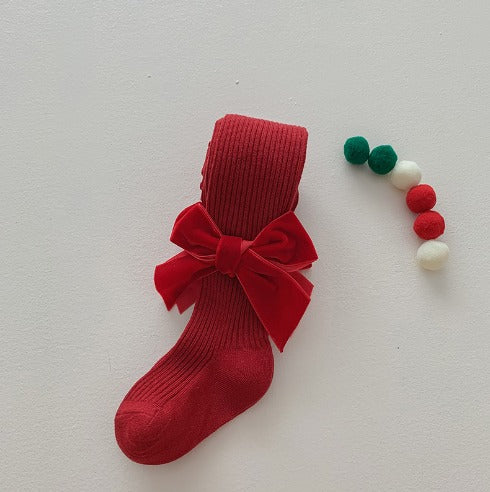 Velvet Bow Christmas Stockings for Baby Girls – Elegant & Adorable