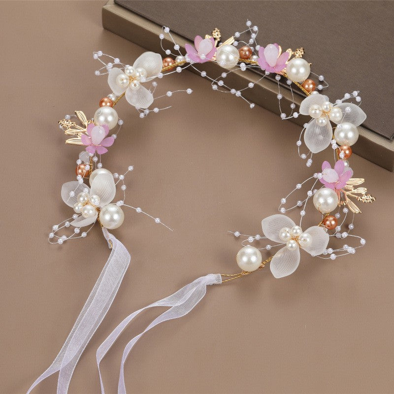 Pearls Tiara Hairbands - Purple Blossom