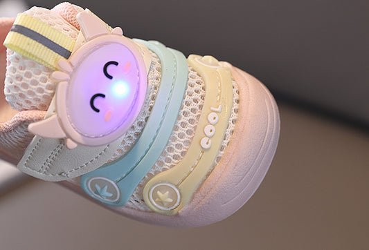 Kids Mesh Shoes with LED Lights - Pink