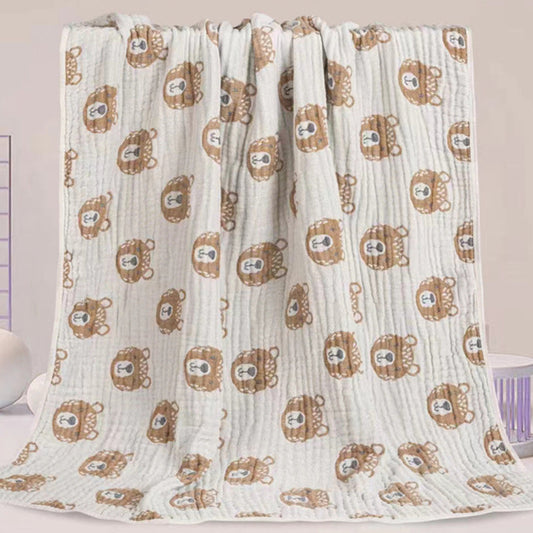 Baby blanket with bear pattern on a light background