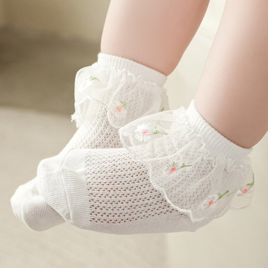 Girls Embroidered Frill Socks