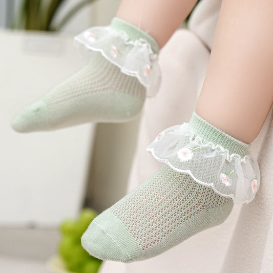Girls Embroidered Frill Socks