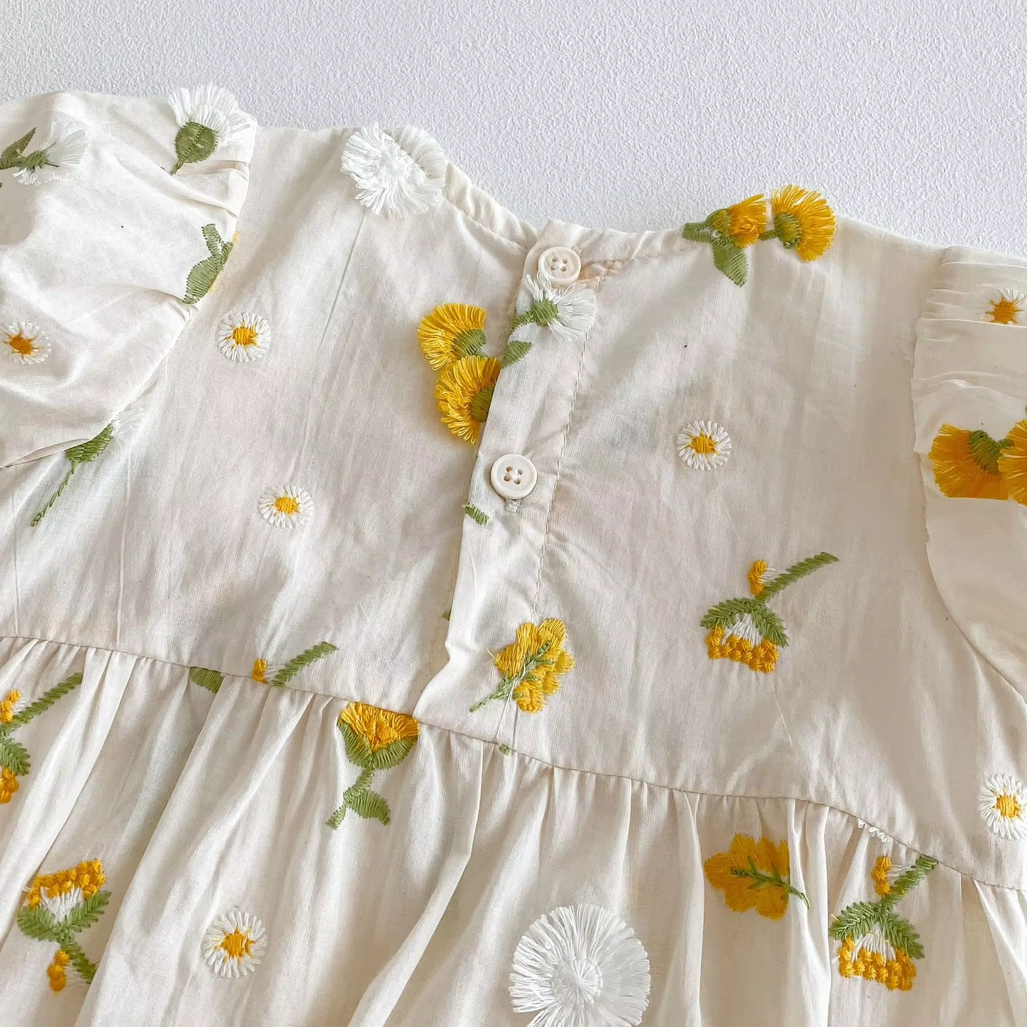 Fine Cotton Floral Embroidered Baby Romper