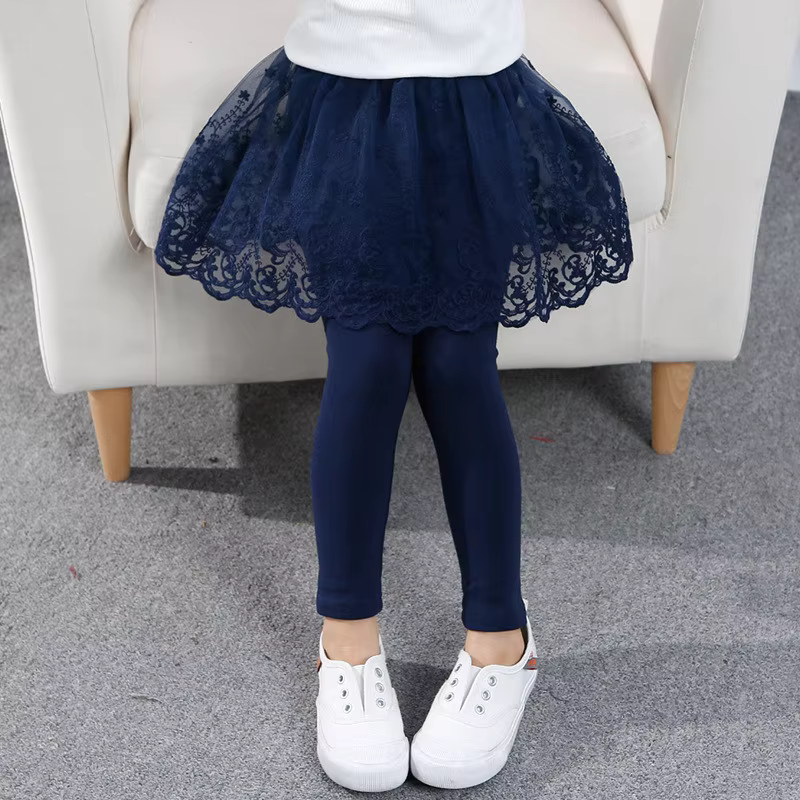 Baby Girls Cotton Leggings with Lace Skirt Perfect for Ages 2-7