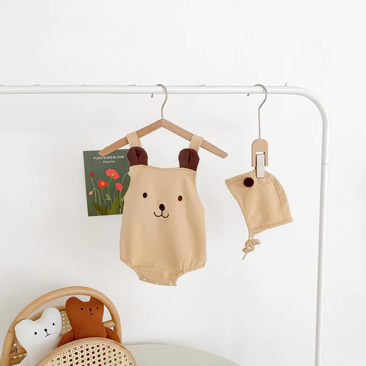 Adorable Bear Romper Set for Babies - Beige