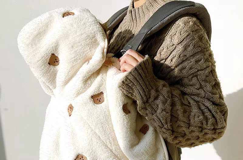 Baby Coral Velvet Hooded Windproof Cloak