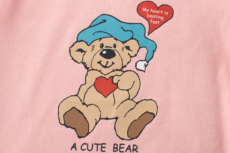 100% Cotton Full Sleeve Tops - Pink Bear Long Sleeve T Shirt Girls' - Crazy Toes ®