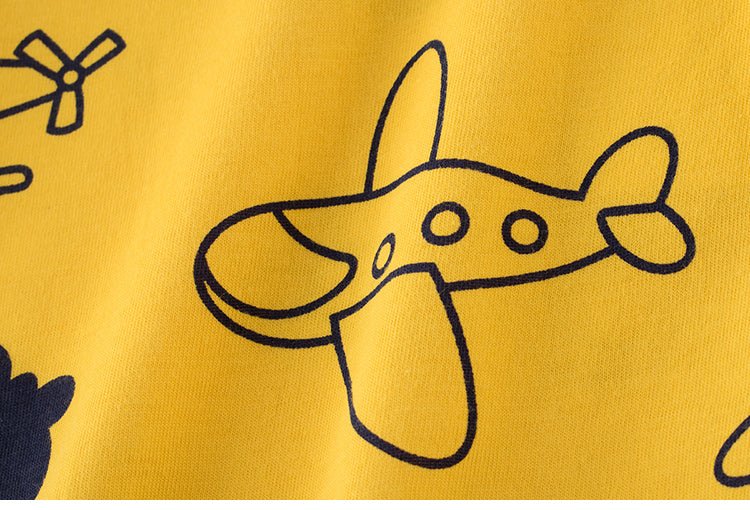 100% Cotton Short Sleeve Round Neck Boy's T Shirt - Airplanes - Crazy Toes ®