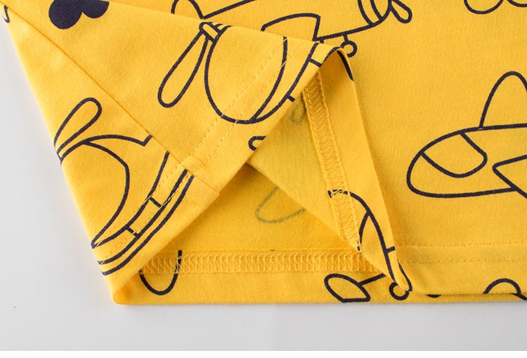 100% Cotton Short Sleeve Round Neck Boy's T Shirt - Airplanes - Crazy Toes ®