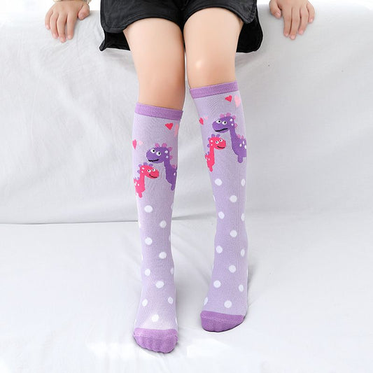 Dino Magic: Elevate Your Child's Style with Colorful Knee-High Socks -Lilac - Crazy Toes ®