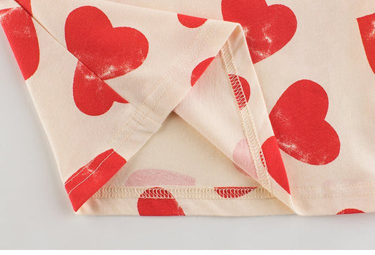 Hearts Cute Print Lovely Summer Fashion Cotton Girls T Shirt - Crazy Toes ®