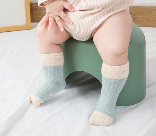 Premium Cotton Crew Length Anti-Skid Socks - Ice Blue - Crazy Toes ®