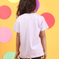 Purple Short Sleeve Girls' Summer T Shirt with a printed sling bag
