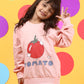 Cute Tomato Pink Cotton Sweatshirt for Girls