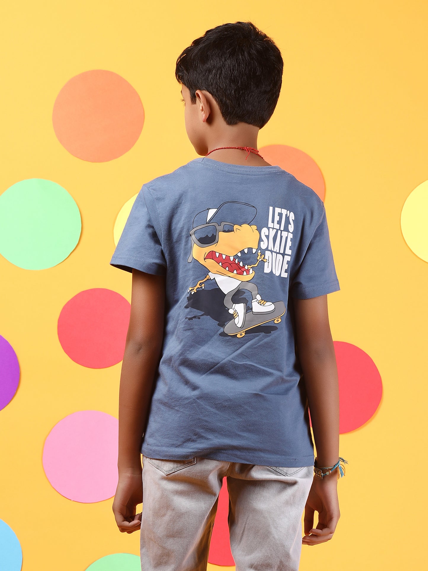 Dino Kids T-Shirt: Summer Fun with trendy print on the back