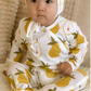Cotton Cute Peaches Printed Baby Footed Jumpsuit
