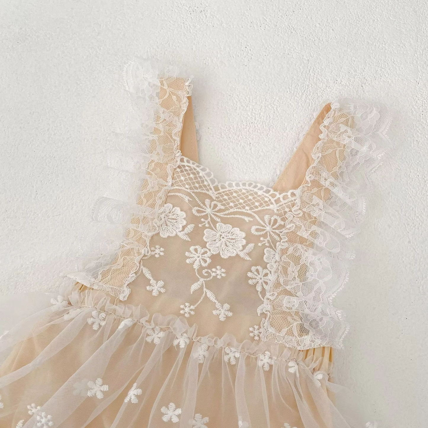 Net Laced Baby Rompers for Summer Parties