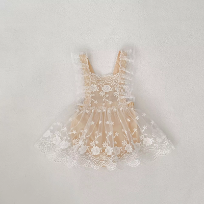 Net Laced Baby Rompers for Summer Parties