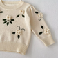Adorable Newborn Knitted Cardigan with Woven Roses - Perfect for Winter Warmth