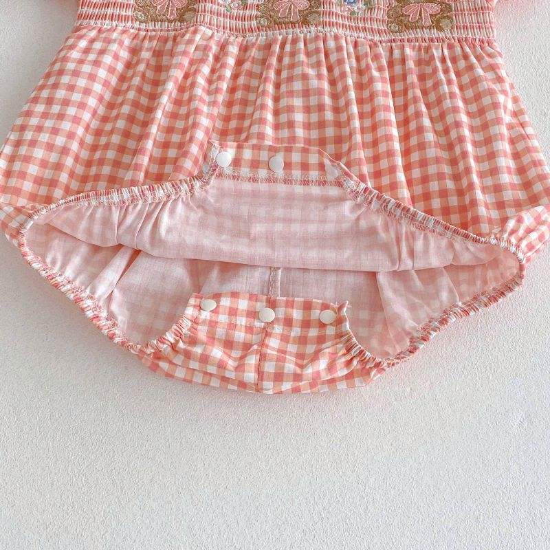 Rosie Bear Smocked Baby Romper