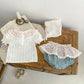 Summer Breeze 2-Piece Set: Printed Collar Top & Skirt Shorts