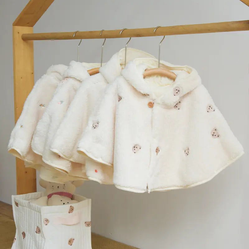 Baby Coral Velvet Hooded Windproof Cloak