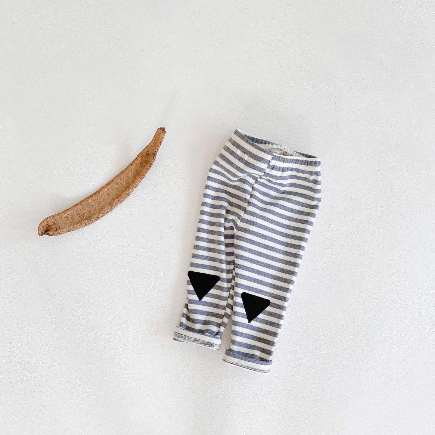 Striped Cotton Baby Leggings with Patch Detail | Soft Stretch Pants for Infants