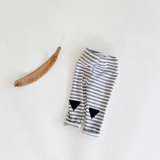 Striped Cotton Baby Leggings with Patch Detail | Soft Stretch Pants for Infants