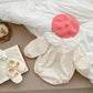 100% Cotton Weaved with Embroidered Collar Romper for Infants