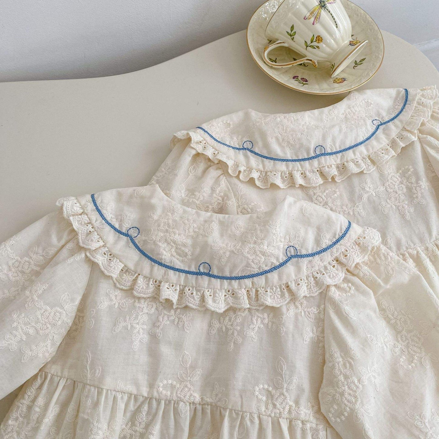 White lace dress with embroidered collar by CrazyToes