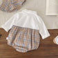 Baby outfit with checkered romper, shirt, and hat BY CrazyToes